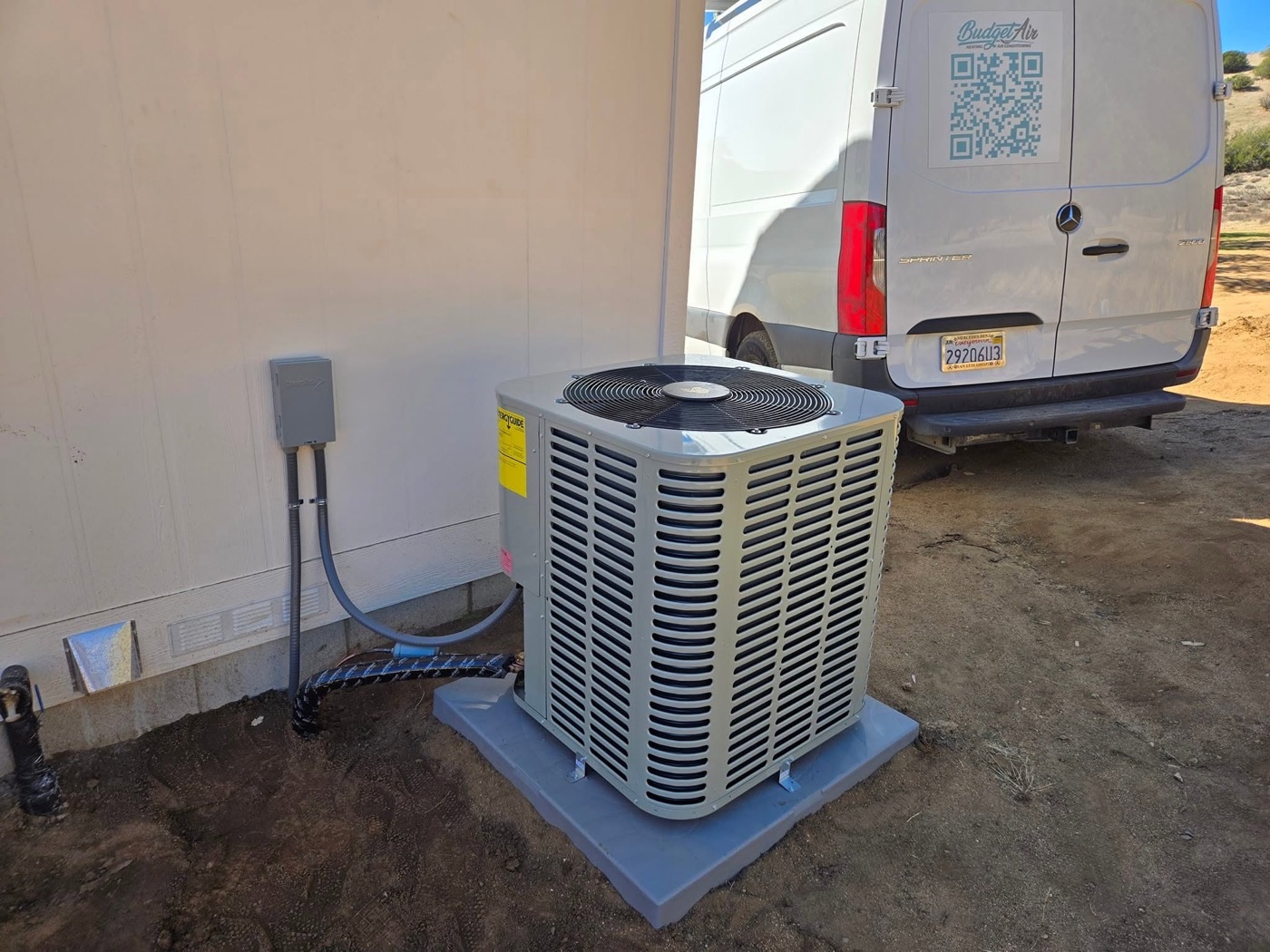 Budget Air van and a new AC install in Bakersfield